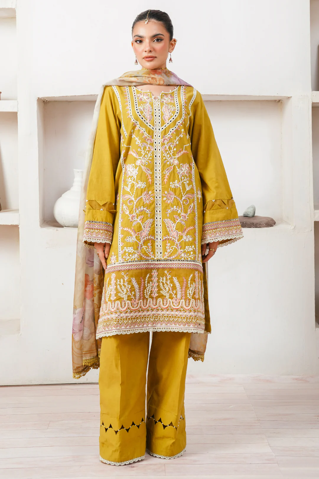 Embroidered Shirt Shalwar Dupatta - 0156 - Image 2