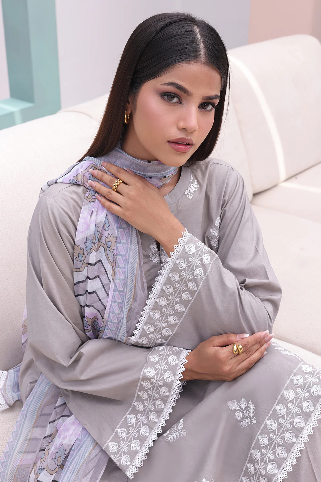 Embroidered Shirt Shalwar Dupatta - 0601 - Image 2