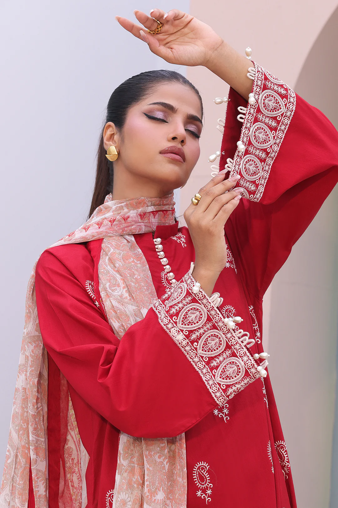 Embroidered Shirt Shalwar Dupatta - 0602 - Image 2