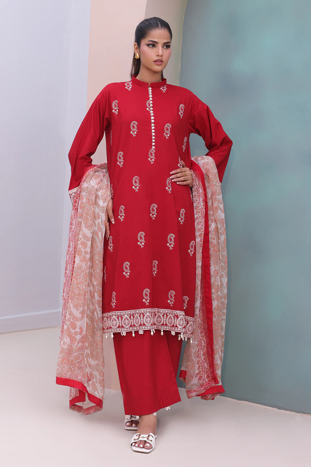 Embroidered Shirt Shalwar Dupatta - 0602 - Image 4