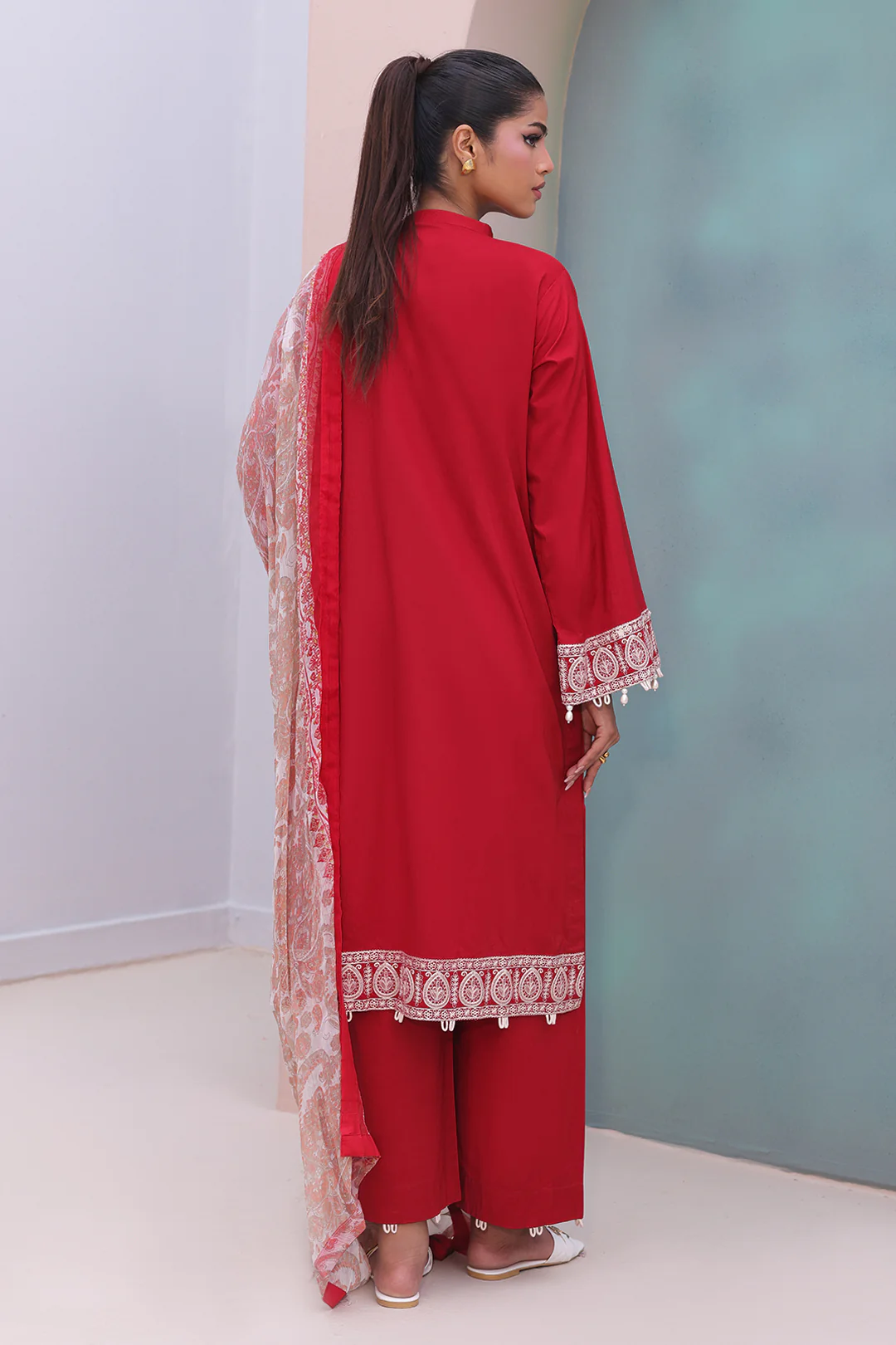 Embroidered Shirt Shalwar Dupatta - 0602 - Image 5