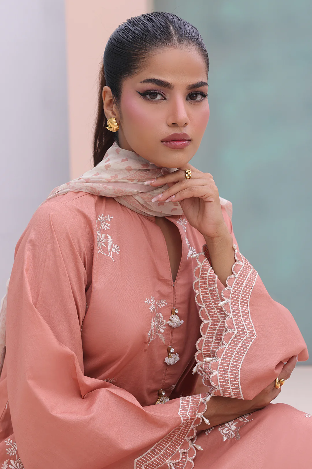 Embroidered Shirt Shalwar Dupatta - 0603 - Image 2