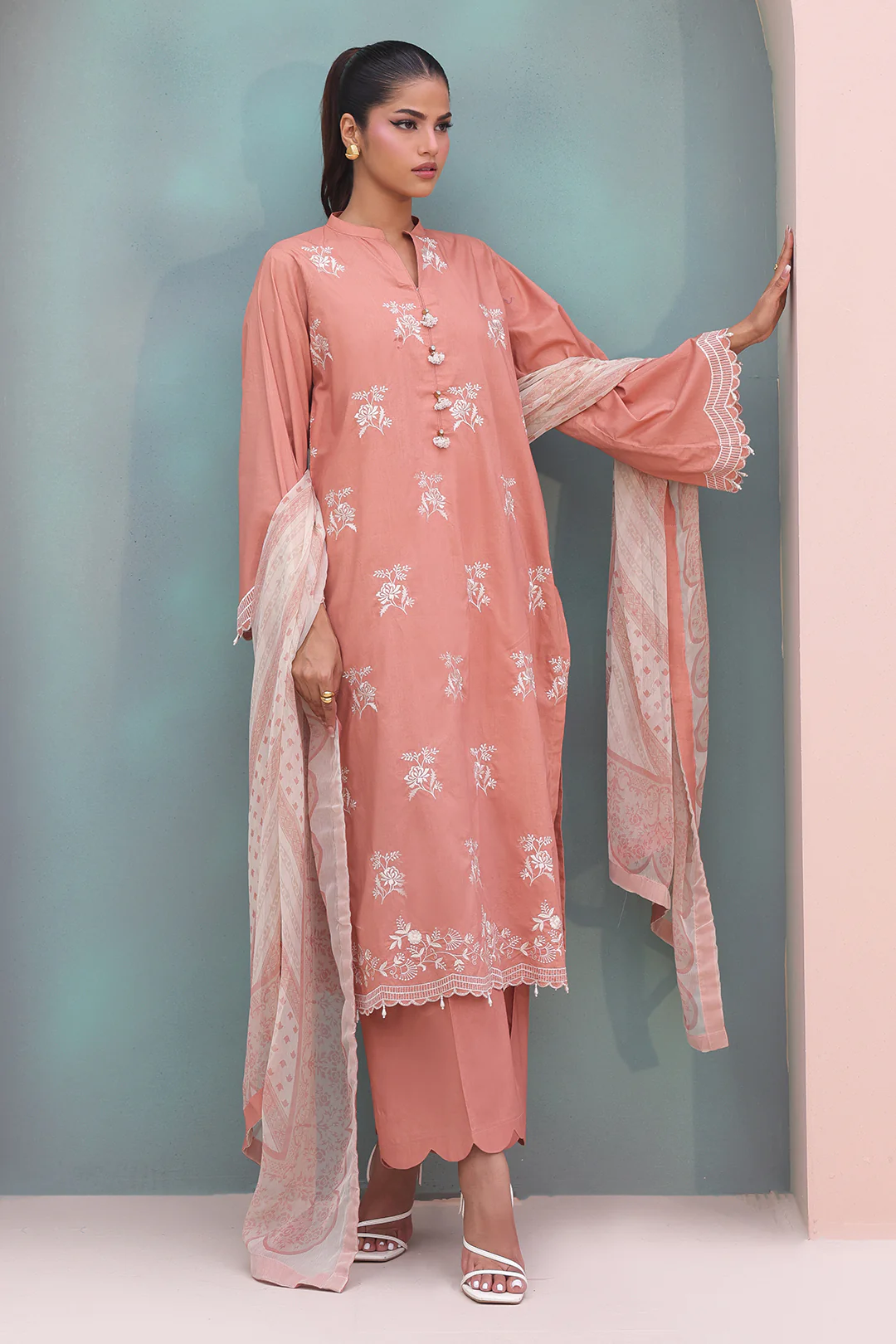 Embroidered Shirt Shalwar Dupatta - 0603 - Image 3