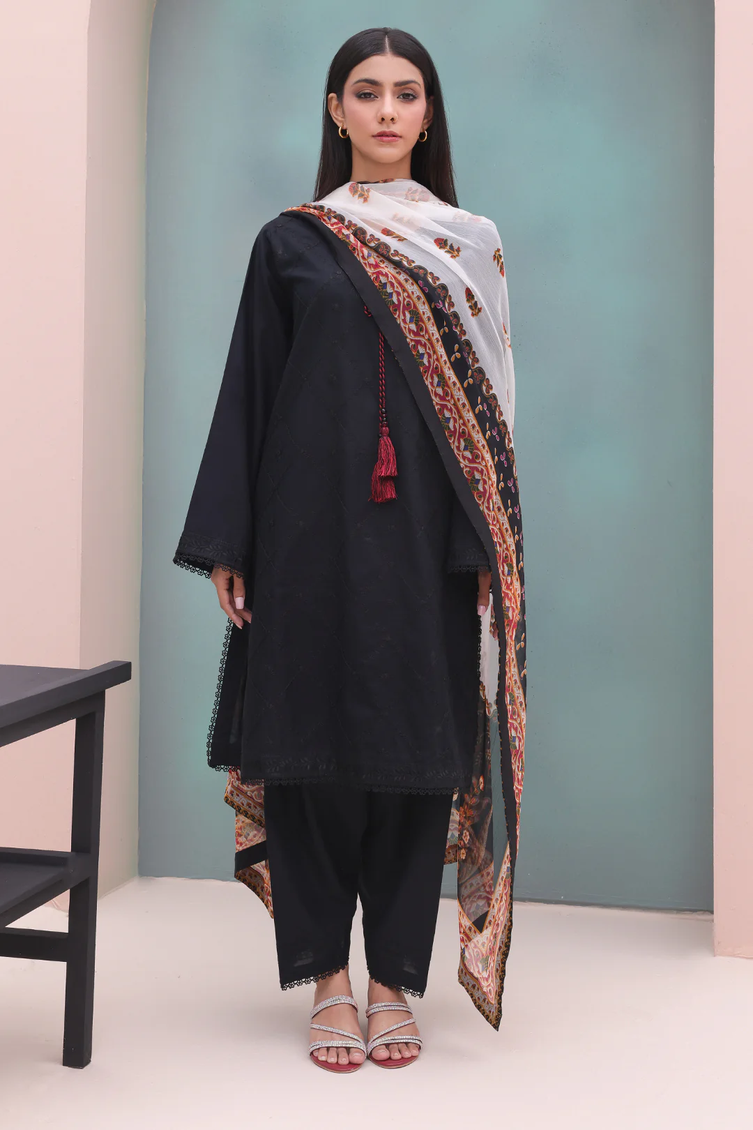 Embroidered Shirt Shalwar Dupatta - 0605 - Image 3