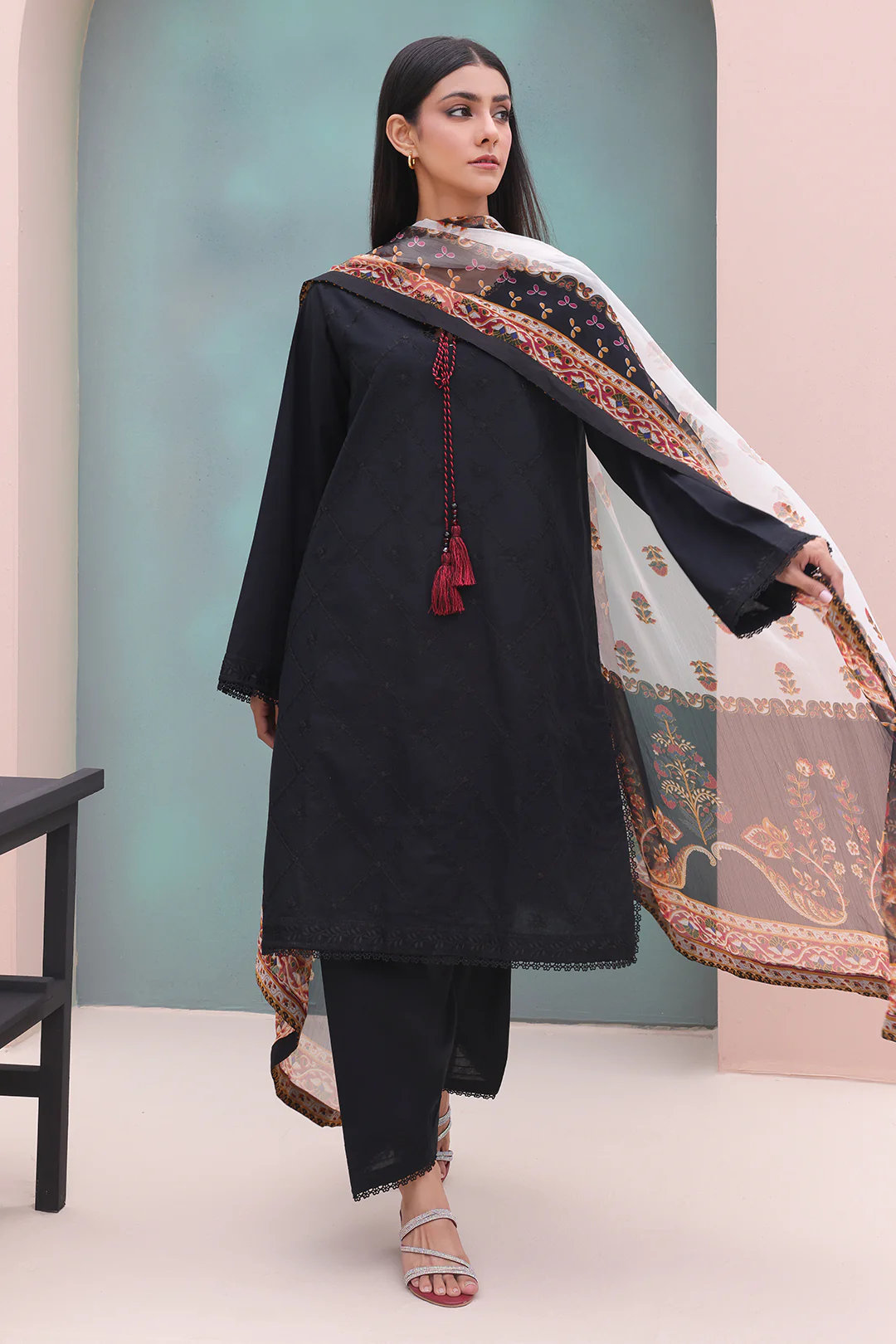 Embroidered Shirt Shalwar Dupatta - 0605 - Image 5