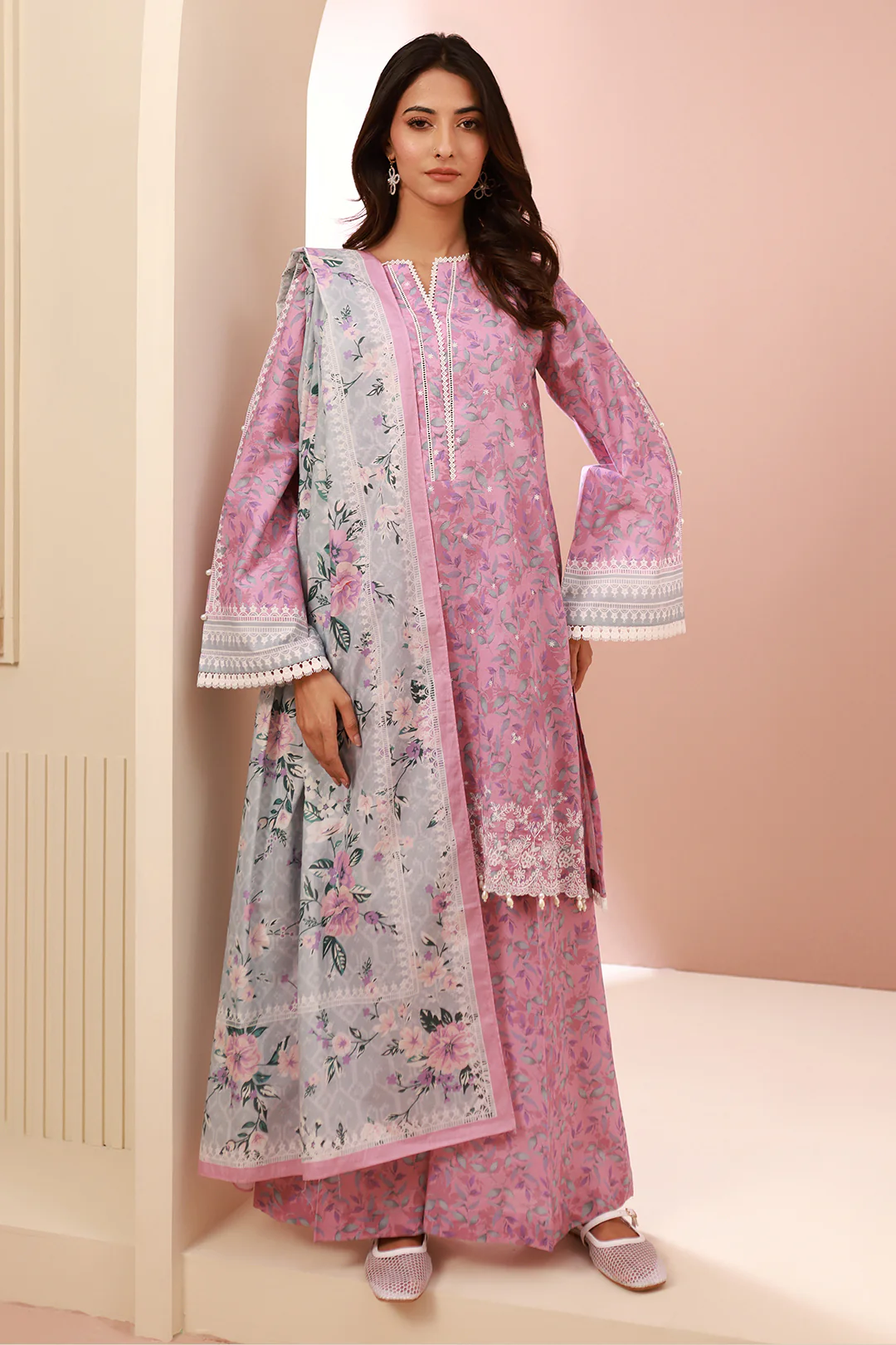 Embroidered Shirt Shalwar Dupatta - 0643 - Image 3