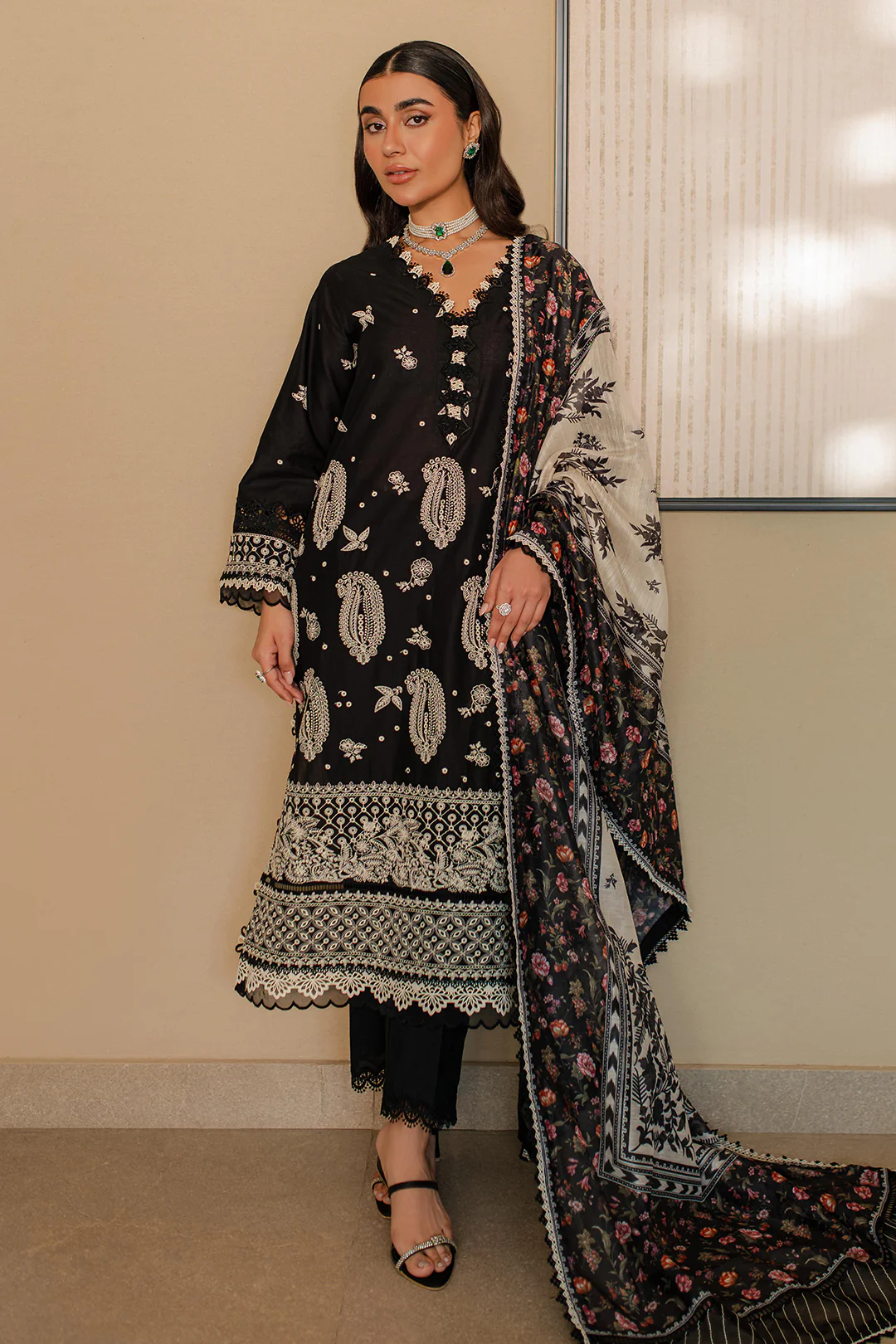 Embroidered Shirt Shalwar Dupatta - 0701 - Image 2