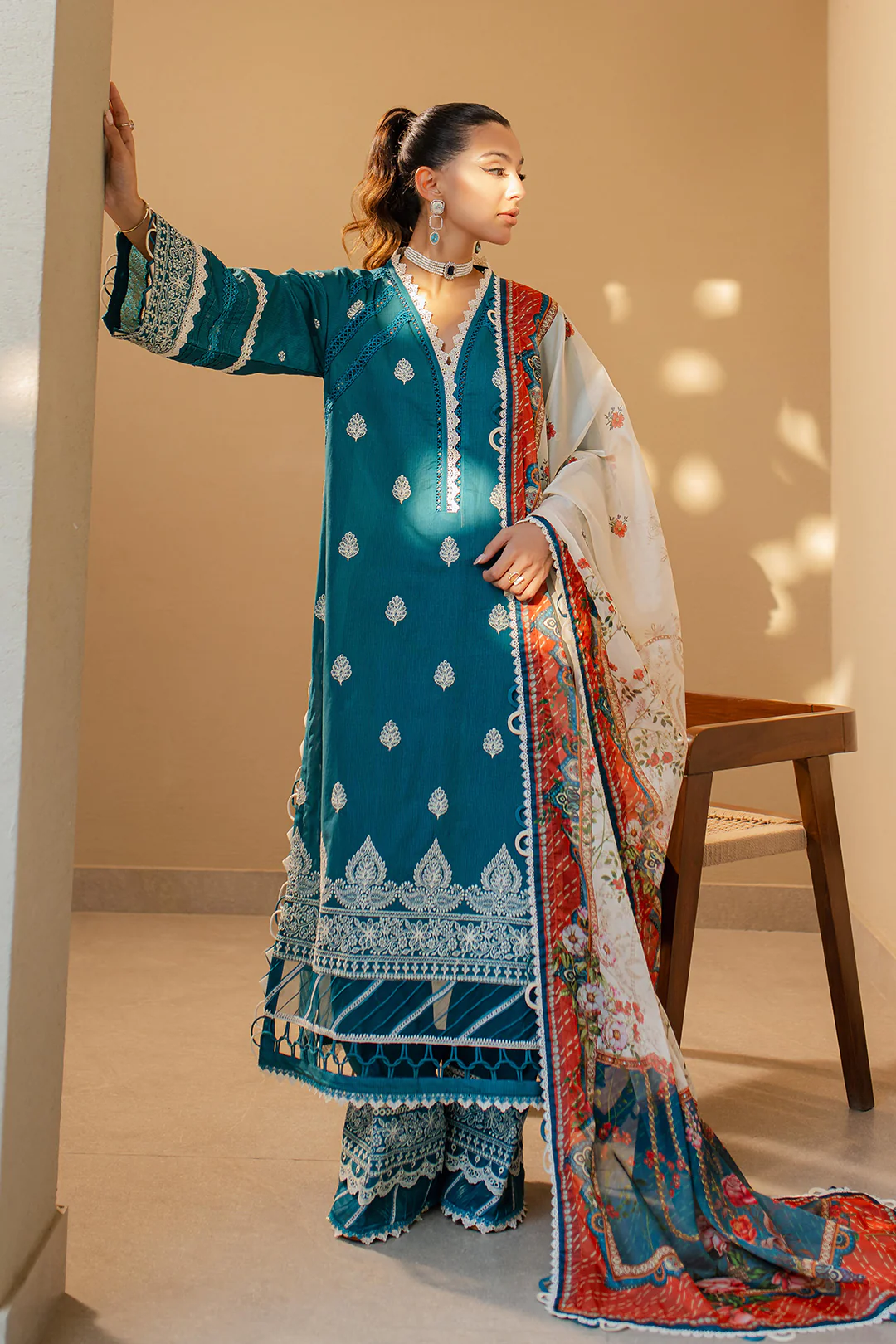 Embroidered Shirt Shalwar Dupatta - 0705 - Image 2