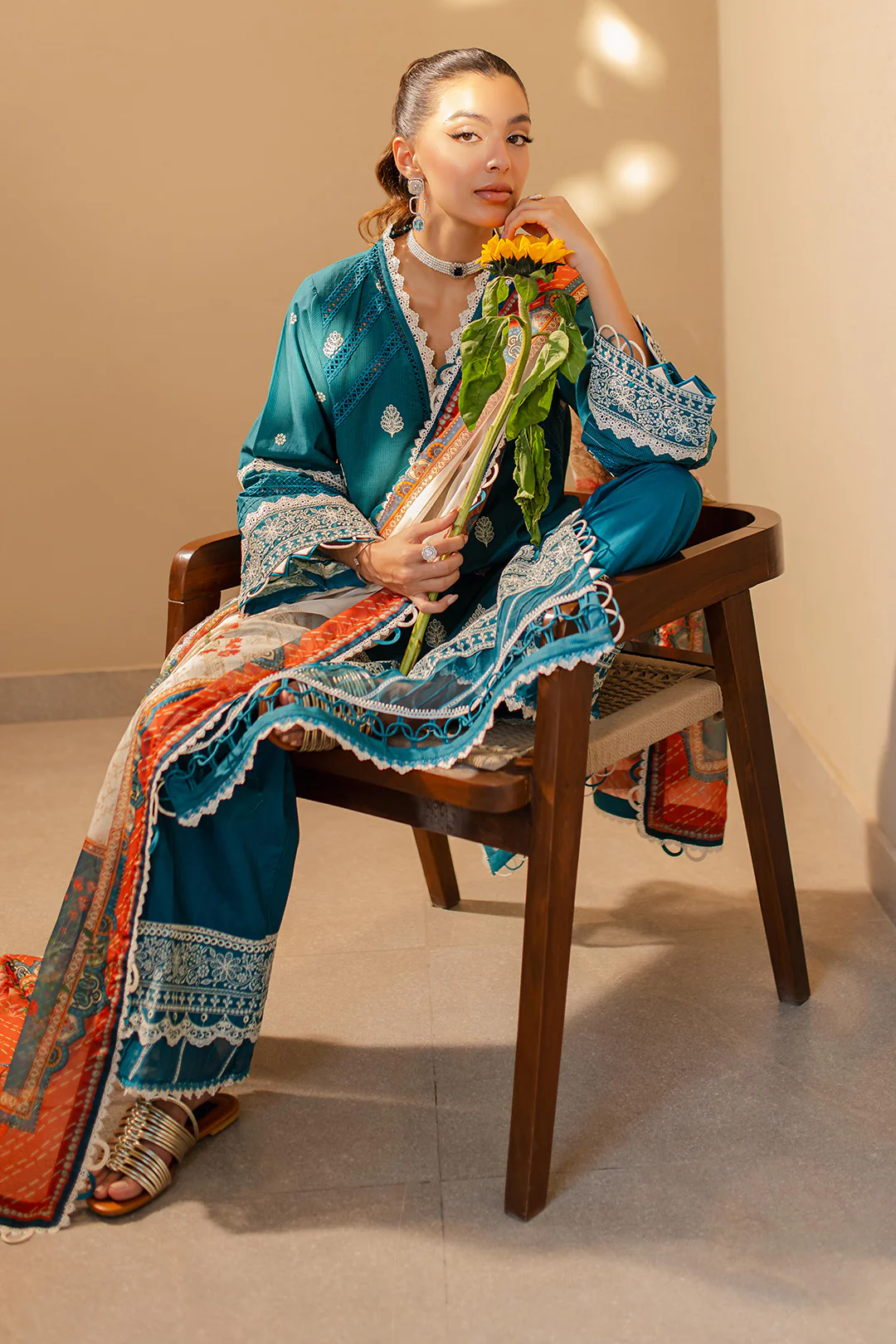 Embroidered Shirt Shalwar Dupatta - 0705 - Image 3