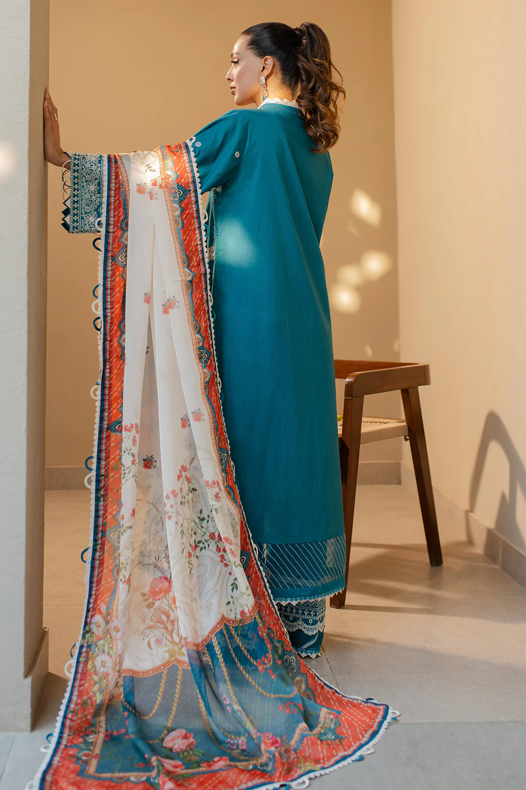 Embroidered Shirt Shalwar Dupatta - 0705 - Image 7
