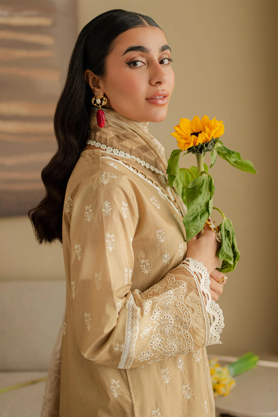Embroidered Shirt Shalwar Dupatta - 0708 - Image 4