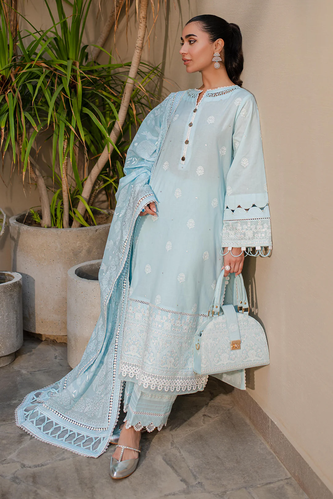 Embroidered Shirt Shalwar Dupatta - 0709 - Image 2