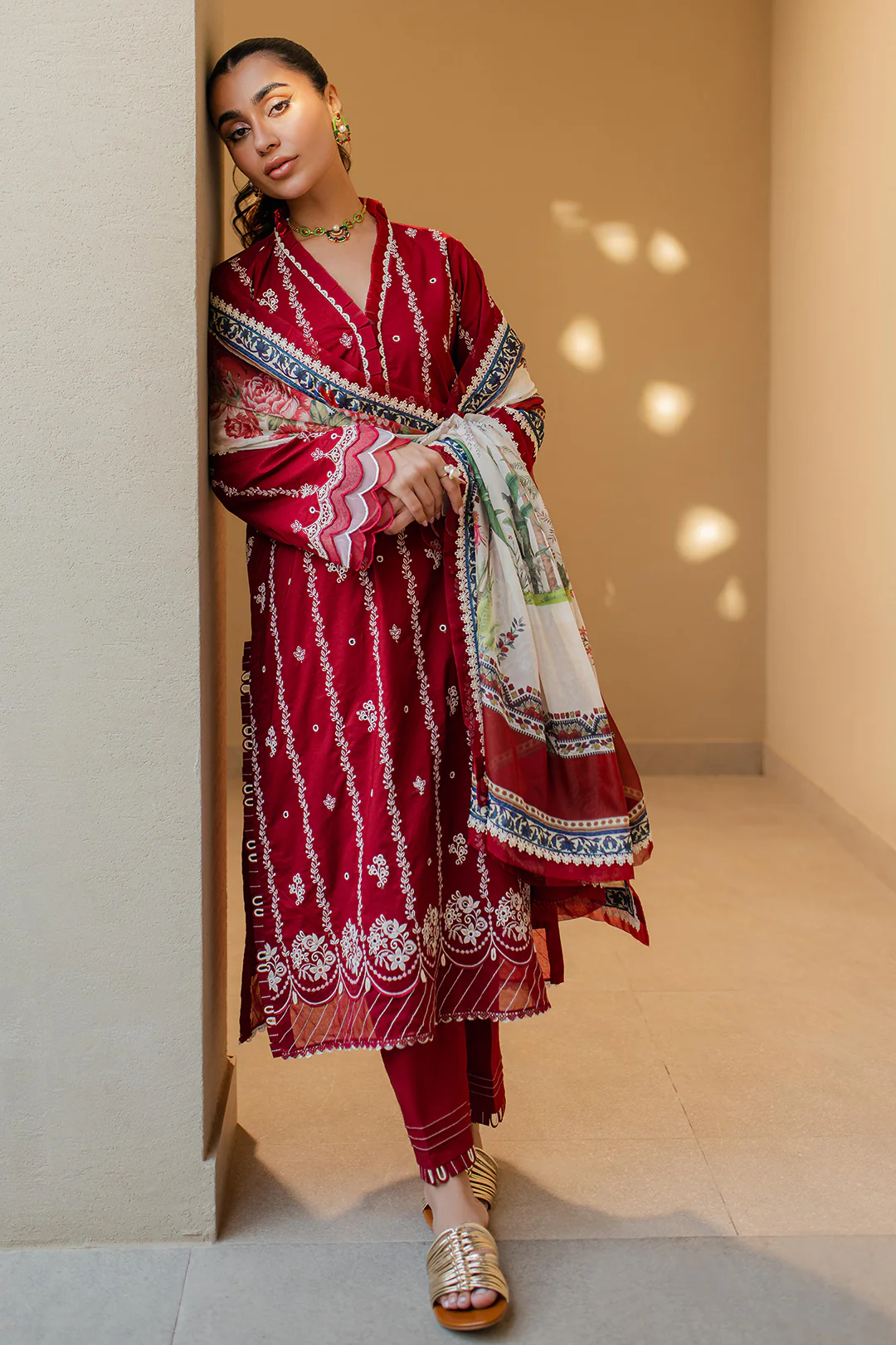 Embroidered Shirt Shalwar Dupatta - 0710 - Image 9