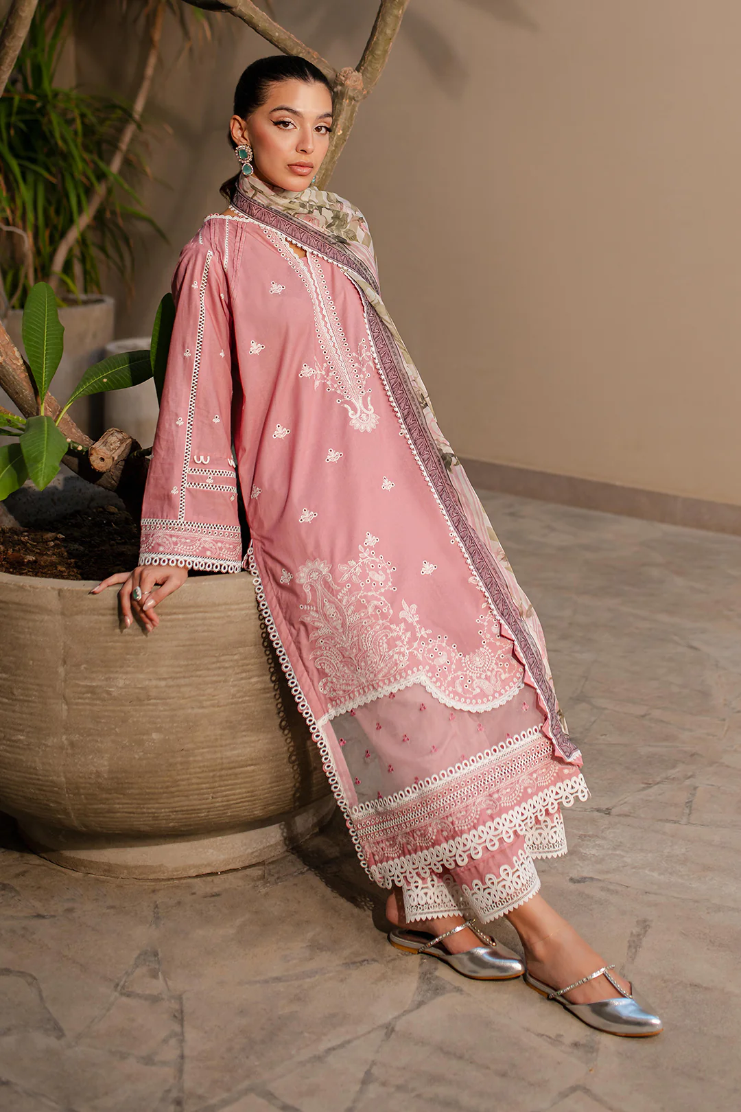 Embroidered Shirt Shalwar Dupatta - 0712 - Image 3