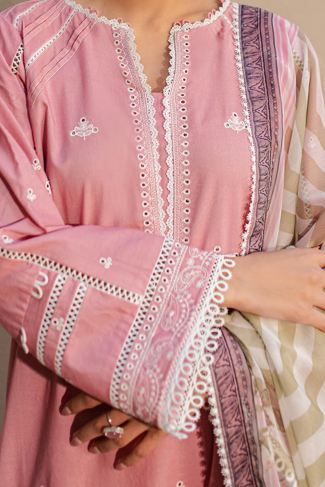 Embroidered Shirt Shalwar Dupatta - 0712 - Image 4