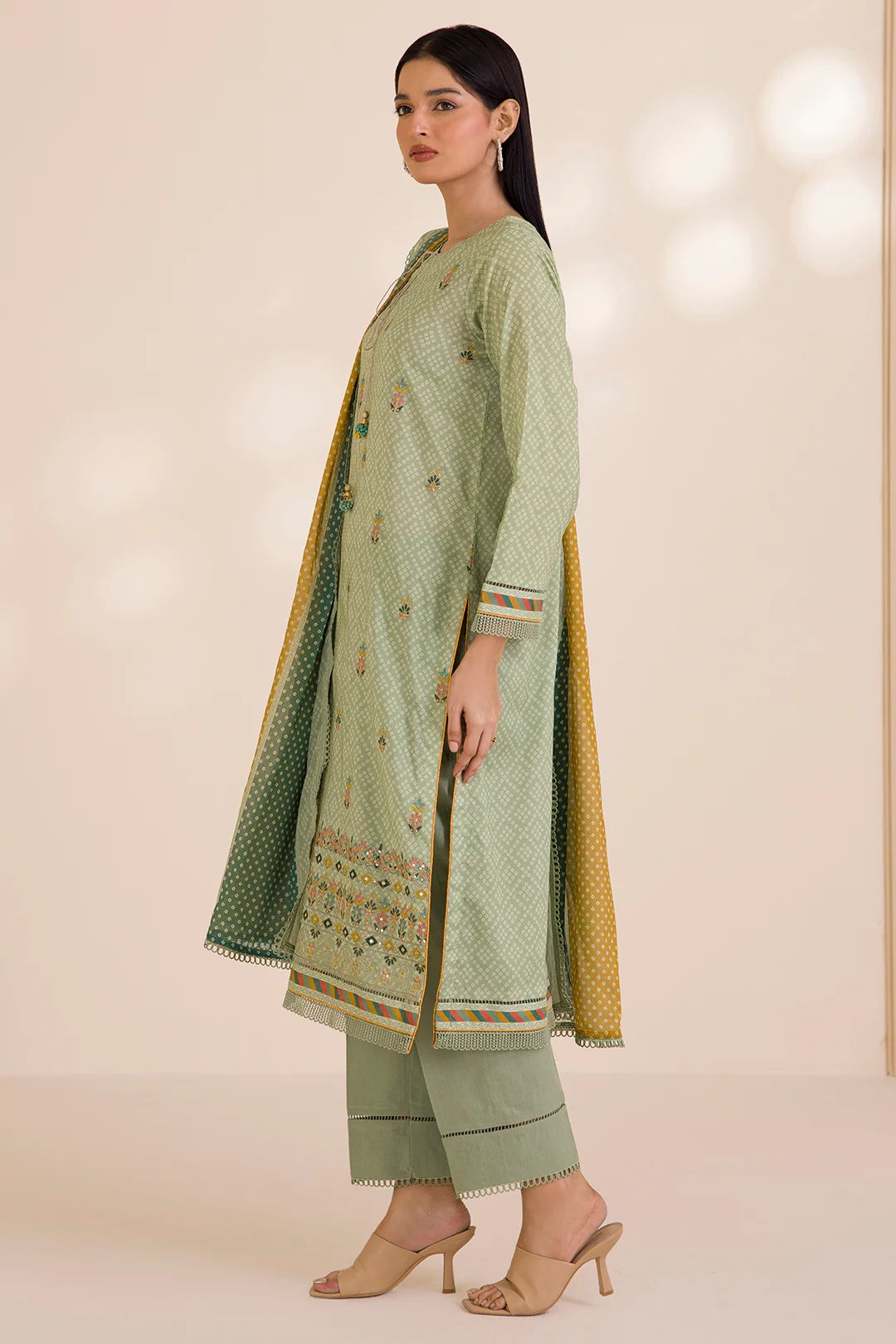 Embroidered Shirt Shalwar Dupatta - 0043 - Image 7