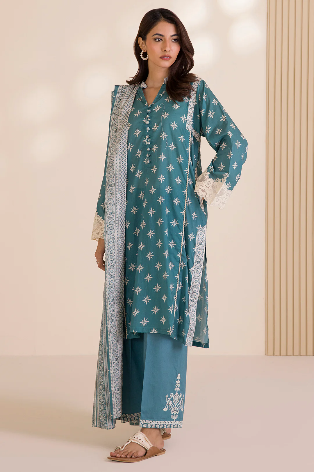 Embroidered Shirt Shalwar Dupatta - 0044 - Image 4