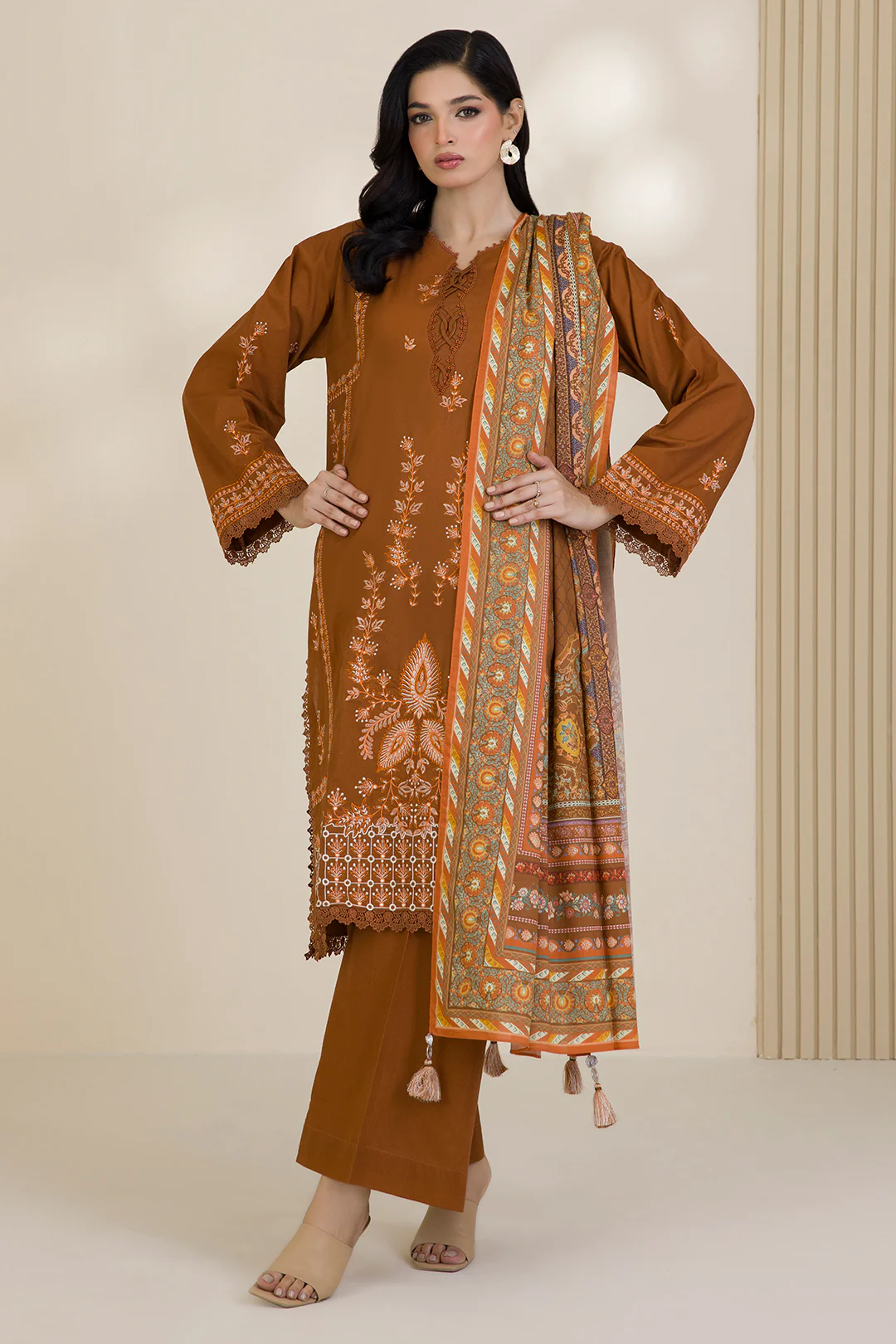 Embroidered Shirt Shalwar Dupatta - 0045 - Image 3