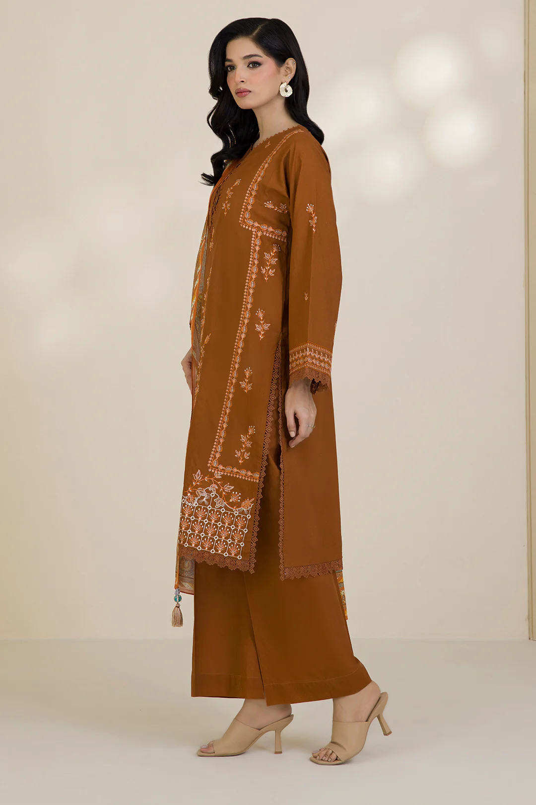 Embroidered Shirt Shalwar Dupatta - 0045 - Image 7