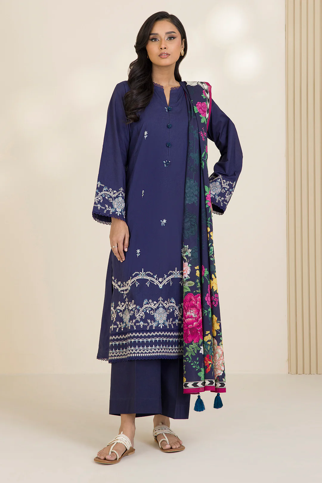 Embroidered Shirt Shalwar Dupatta - 0048 - Image 11