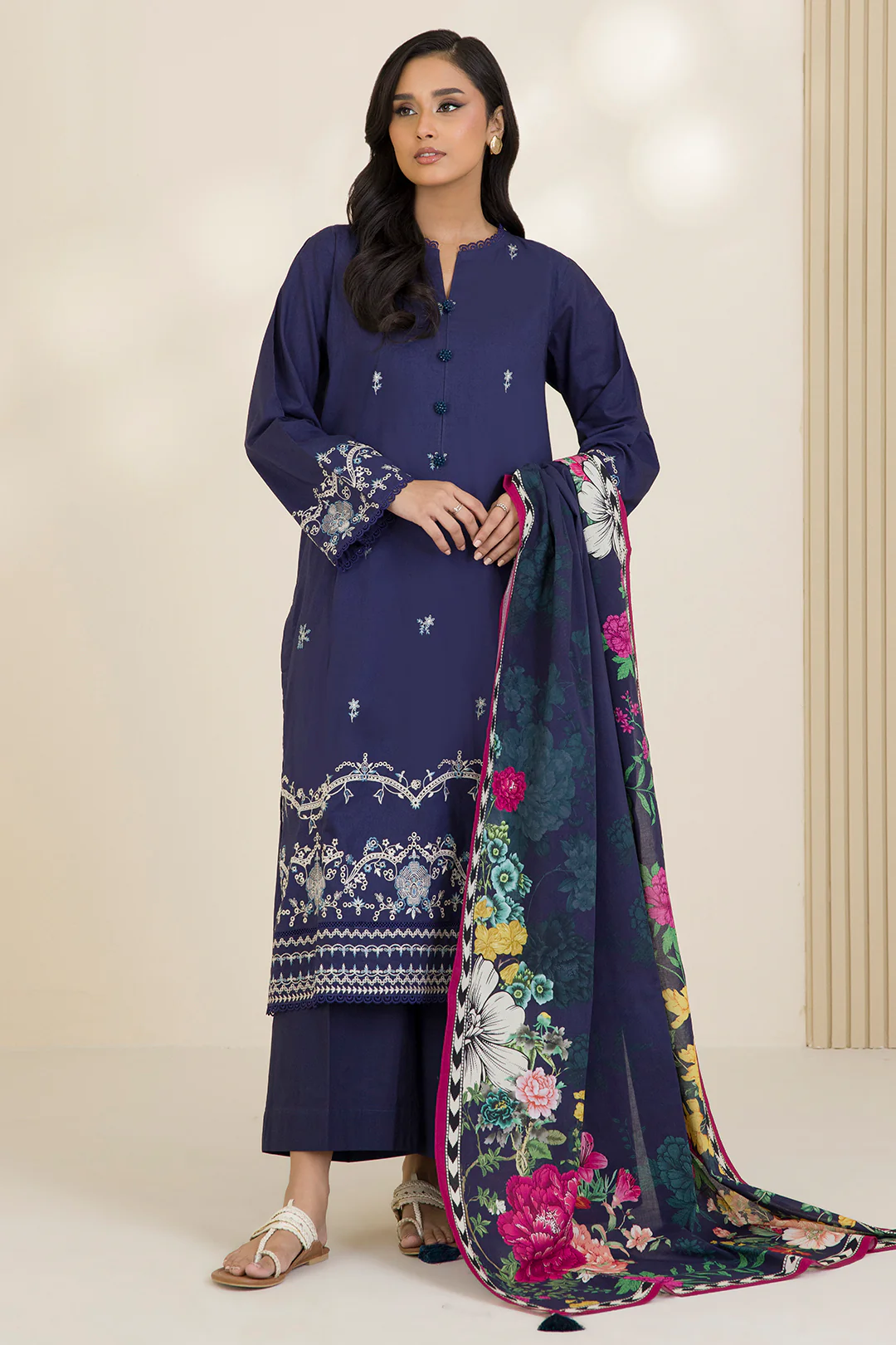 Embroidered Shirt Shalwar Dupatta - 0048 - Image 5