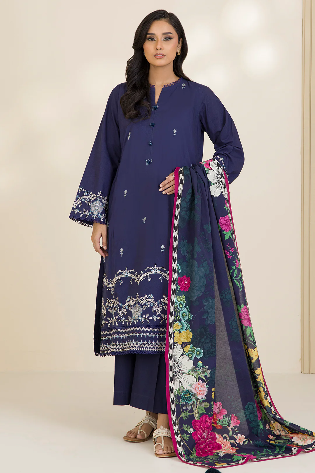 Embroidered Shirt Shalwar Dupatta - 0048 - Image 9