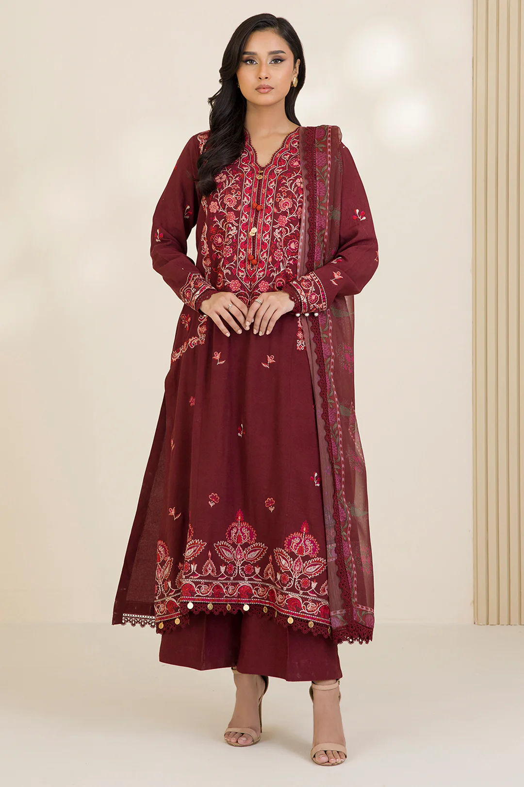 Embroidered Shirt Shalwar Dupatta - 0054 - Image 4