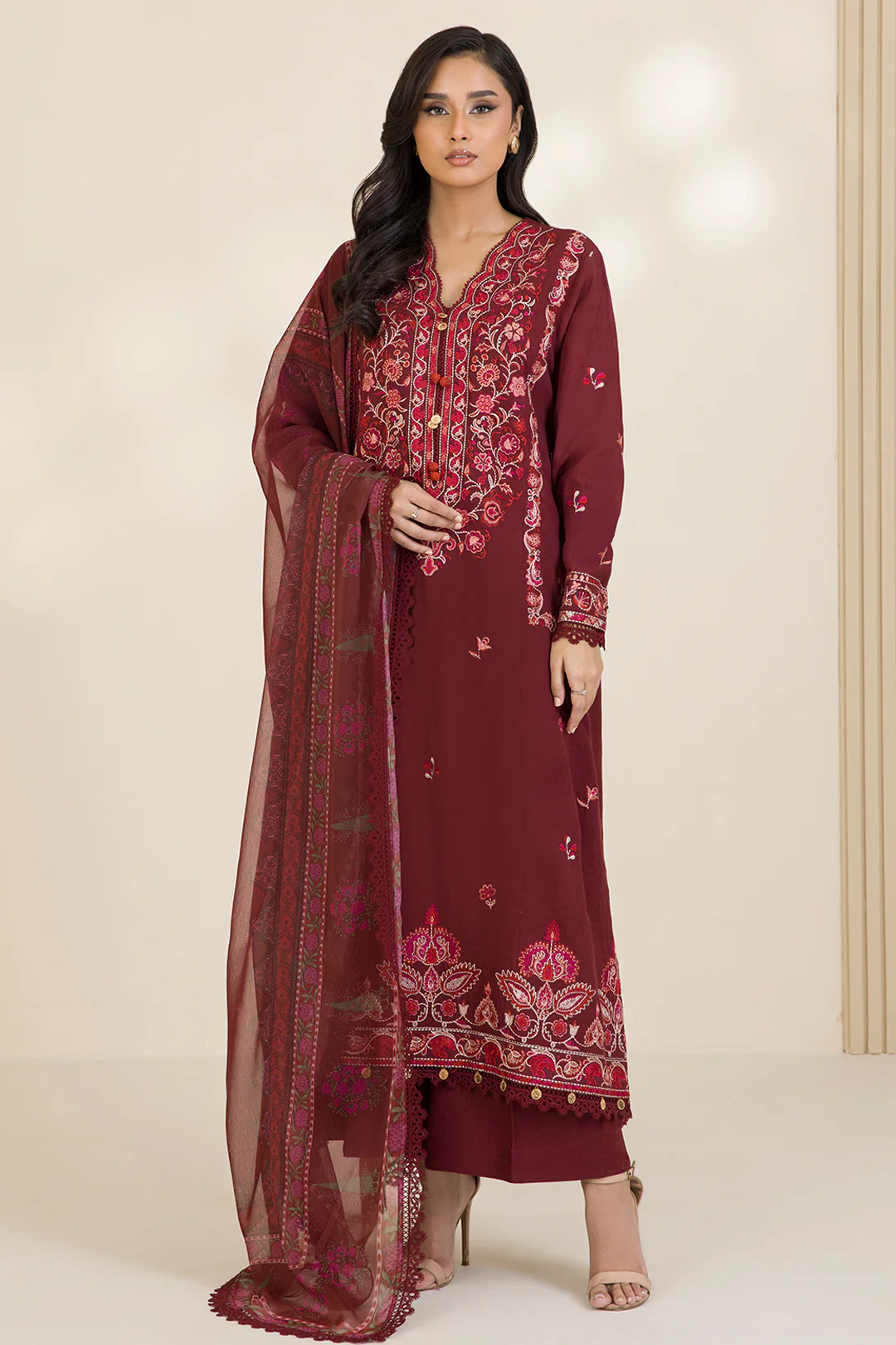 Embroidered Shirt Shalwar Dupatta - 0054 - Image 8