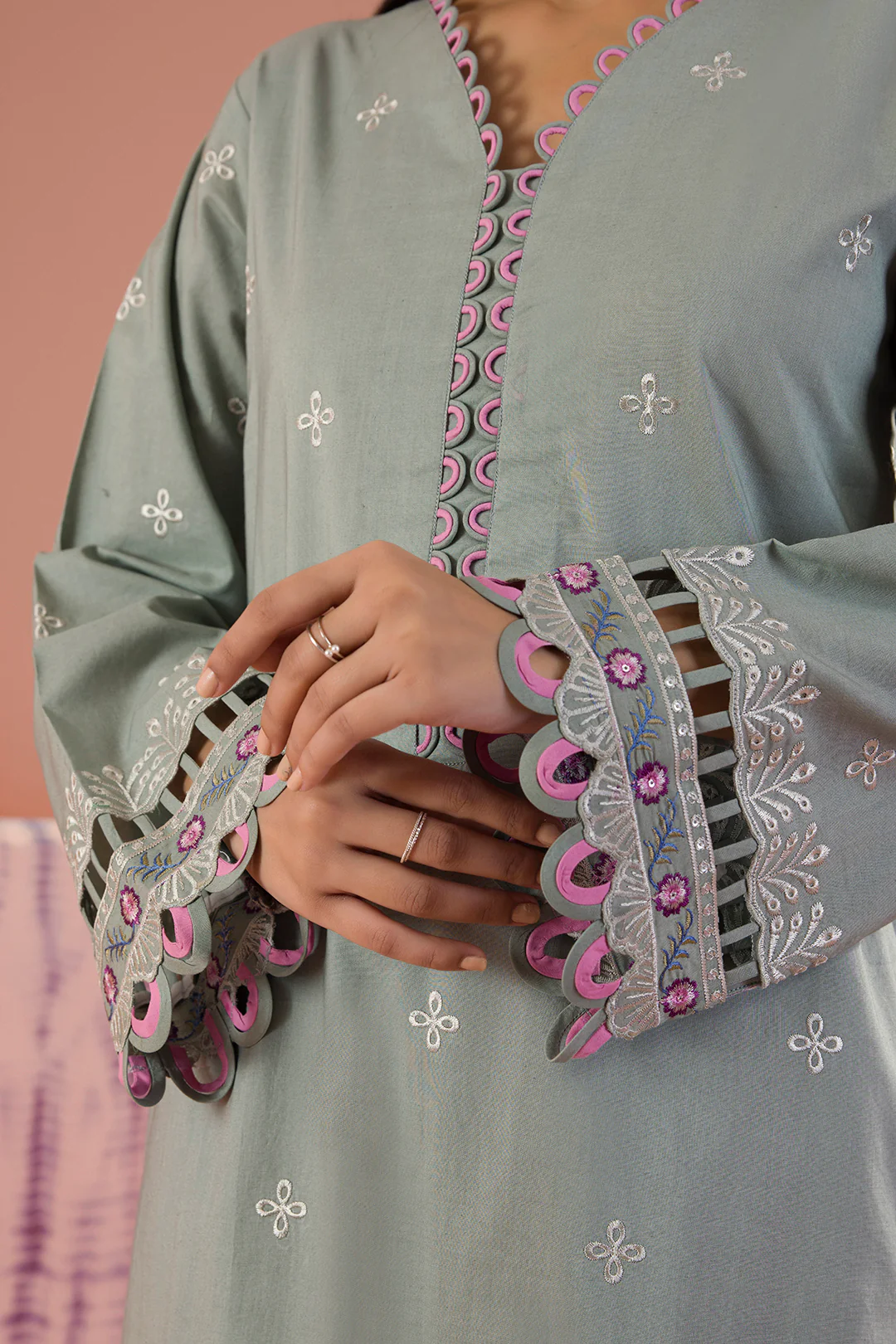 Embroidered Shirt Shalwar Dupatta - 0060 - Image 5