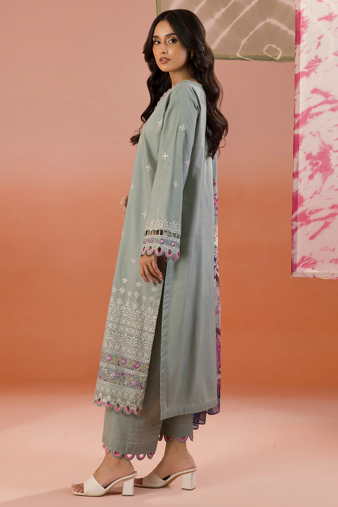 Embroidered Shirt Shalwar Dupatta - 0060 - Image 6