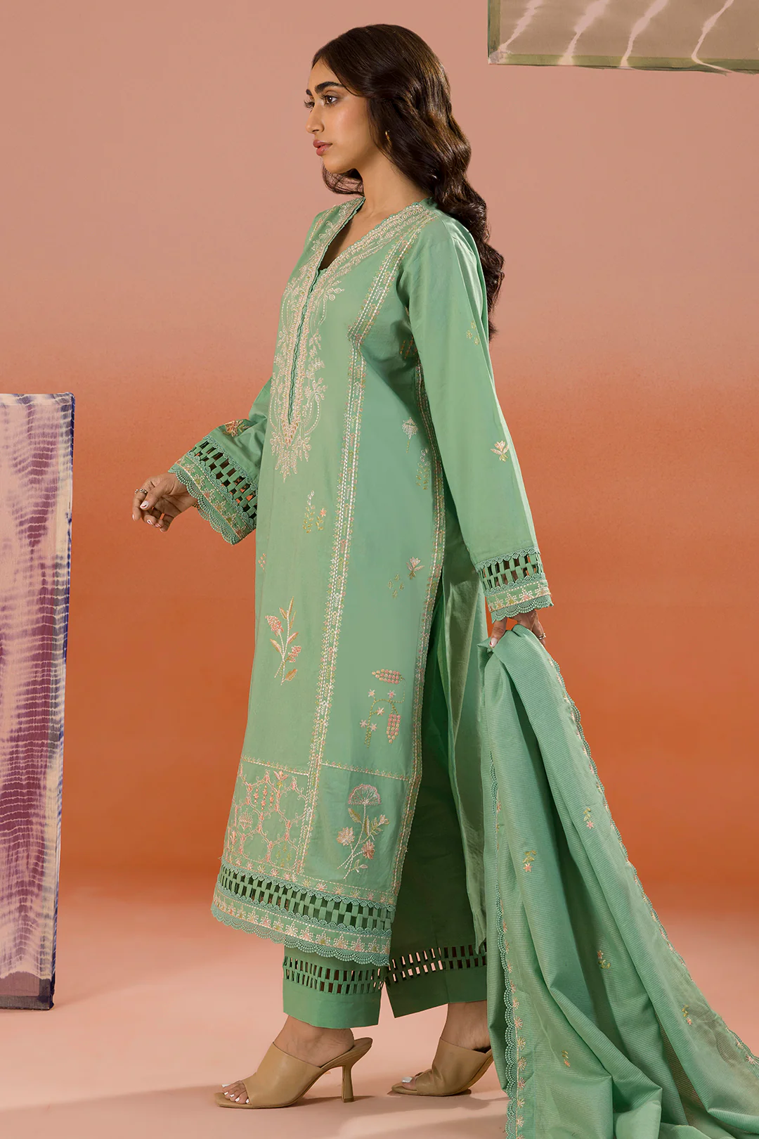 Embroidered Shirt Shalwar Dupatta - 0063 - Image 10