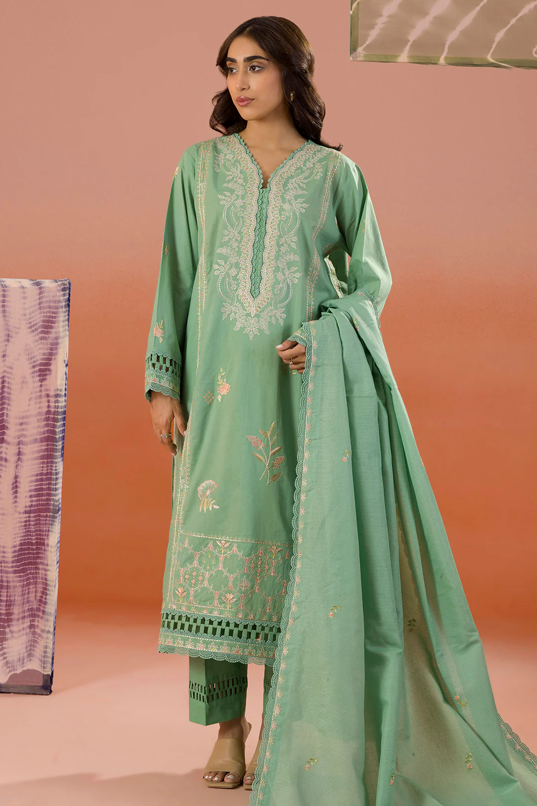 Embroidered Shirt Shalwar Dupatta - 0063 - Image 7