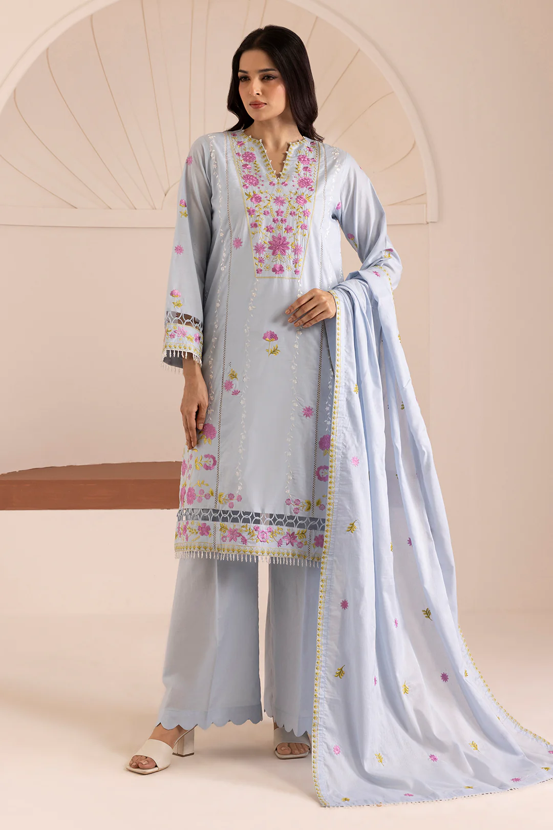 Embroidered Shirt Shalwar Dupatta - 0064 - Image 4