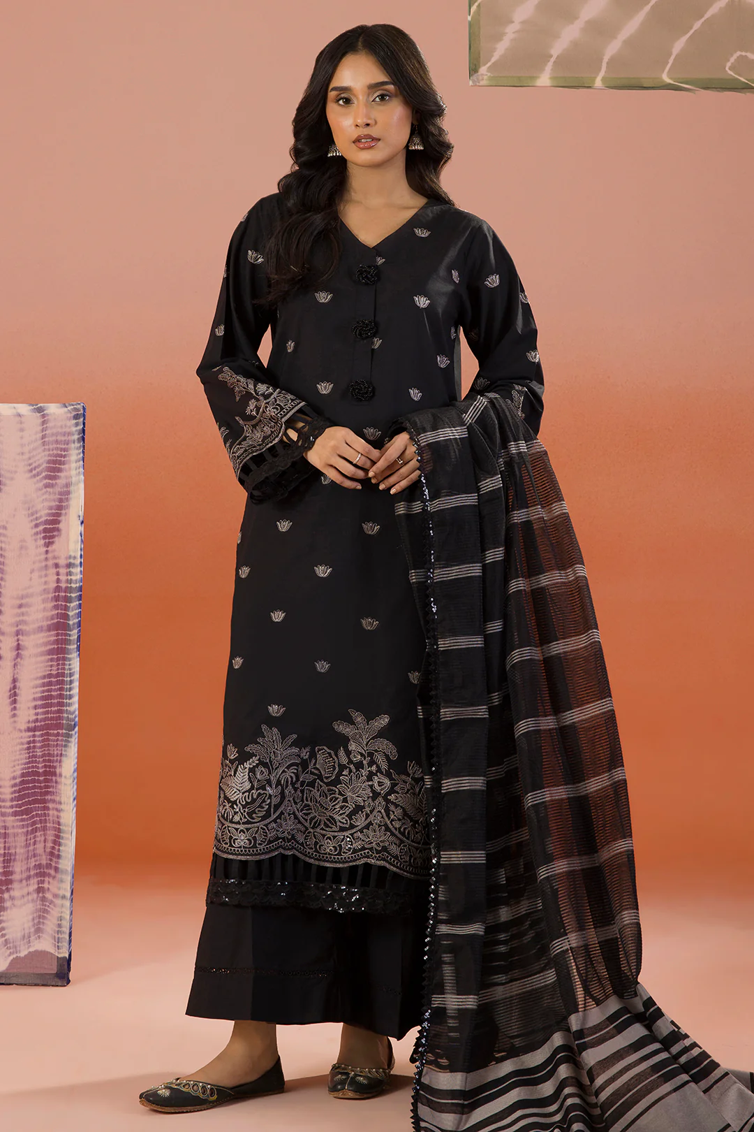 Embroidered Shirt Shalwar Dupatta - 0065 - Image 3