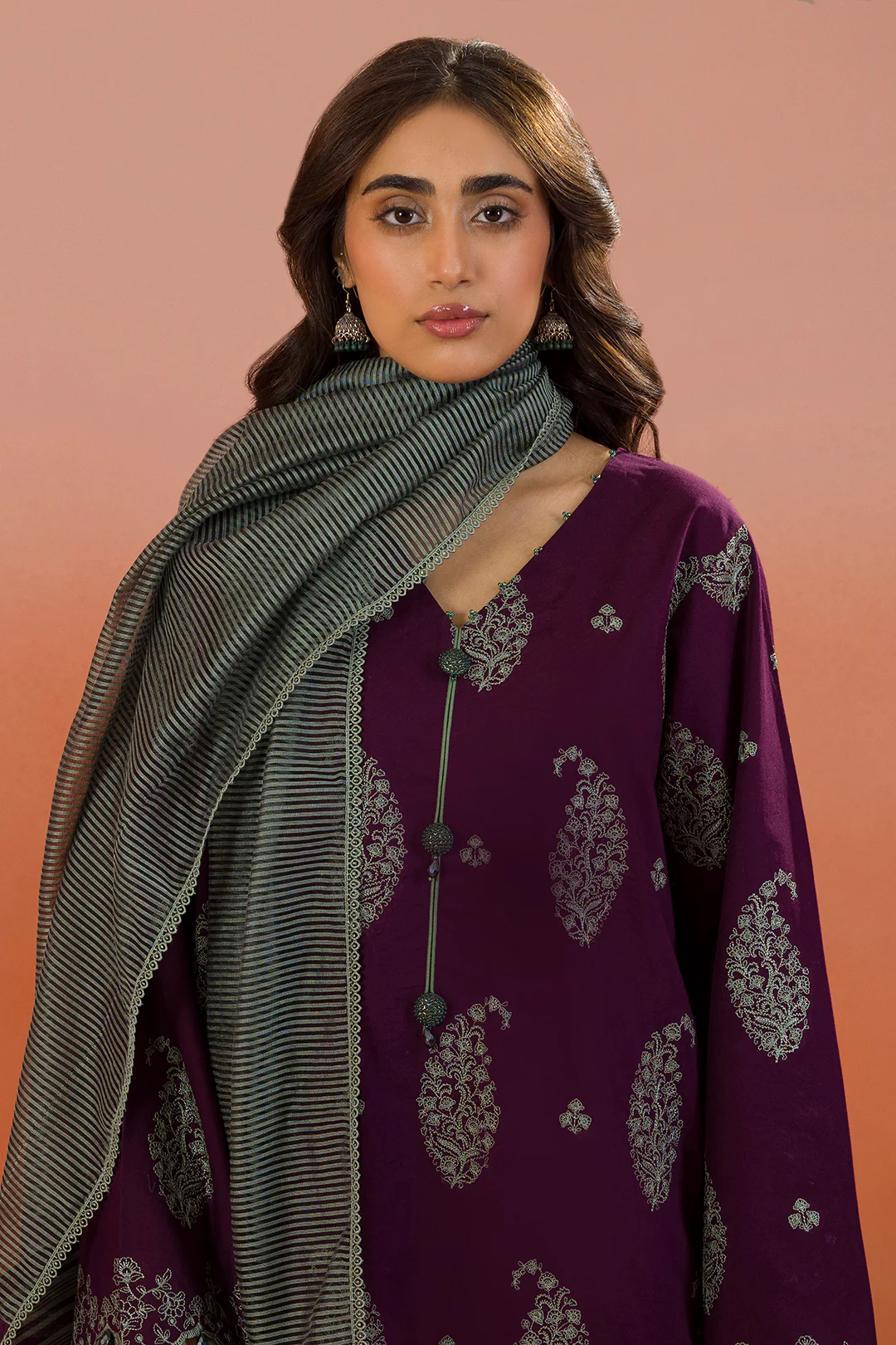 Embroidered Shirt Shalwar Dupatta - 0066 - Image 2