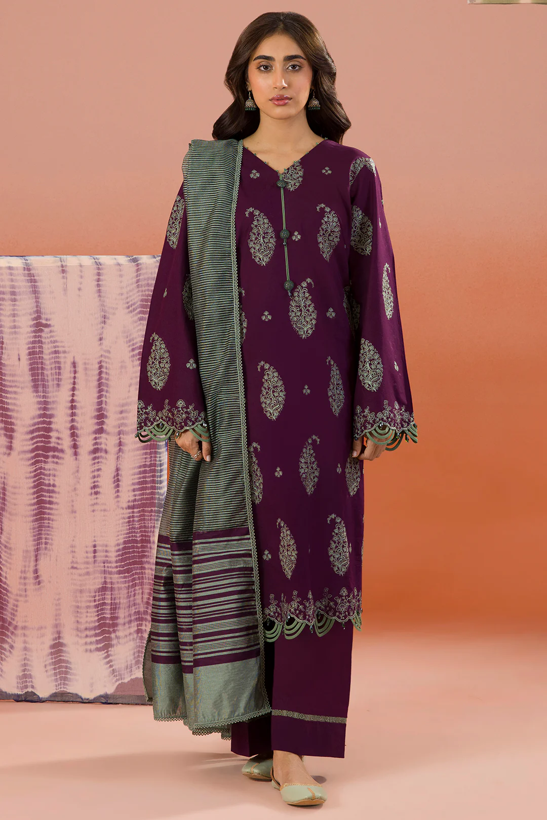 Embroidered Shirt Shalwar Dupatta - 0066 - Image 6