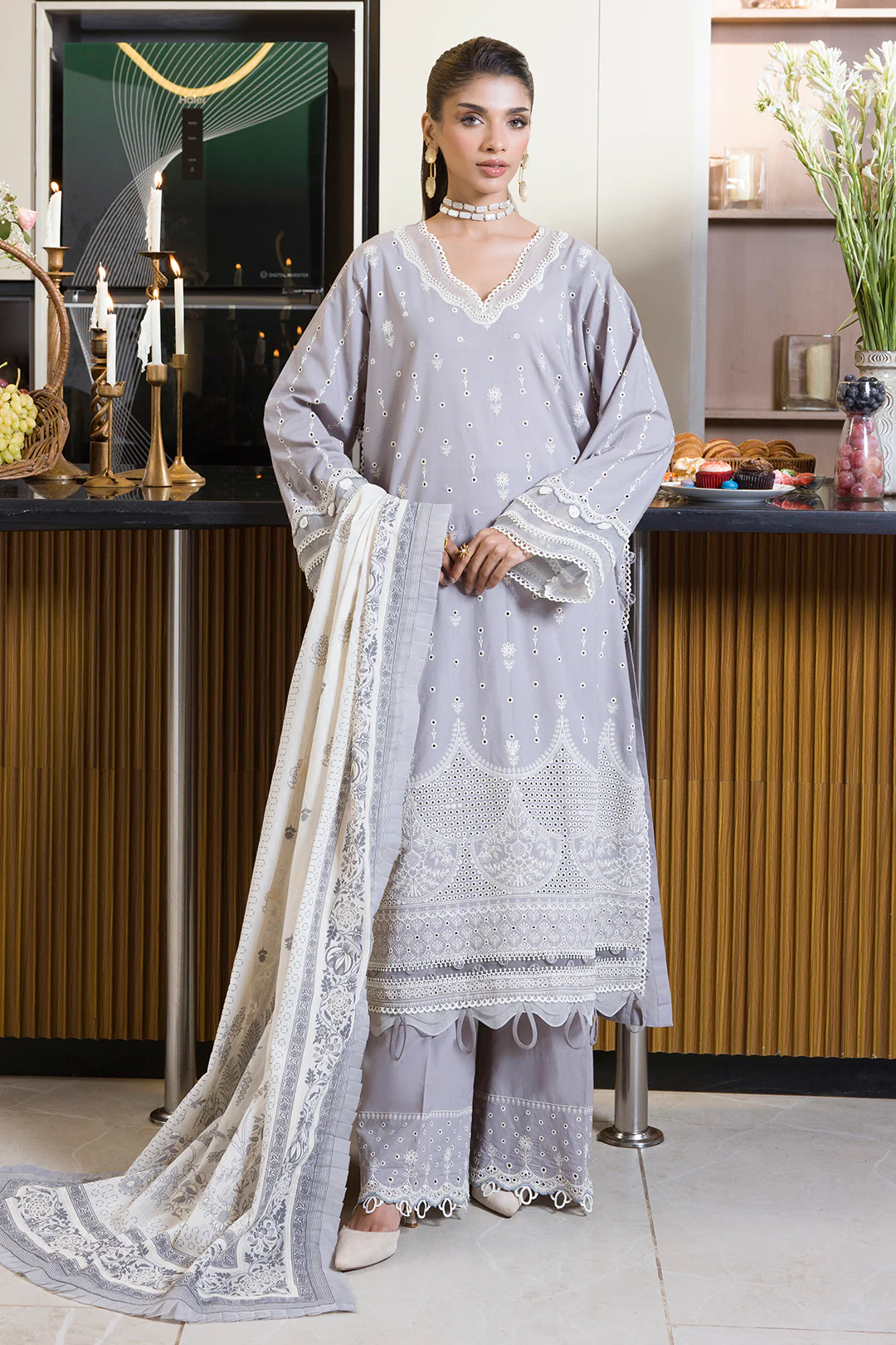 Embroidered Shirt Shalwar Dupatta - 0069 - Image 3