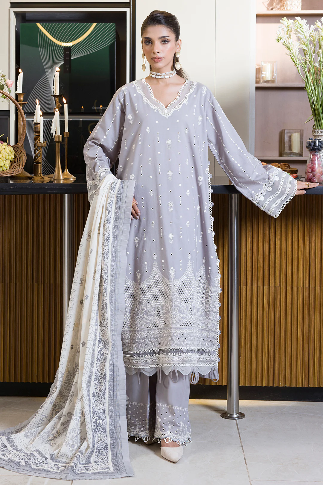 Embroidered Shirt Shalwar Dupatta - 0069 - Image 5