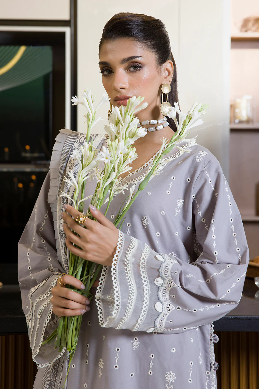 Embroidered Shirt Shalwar Dupatta - 0069 - Image 6