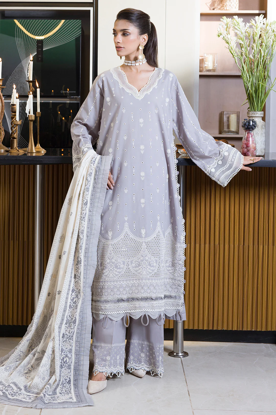 Embroidered Shirt Shalwar Dupatta - 0069 - Image 7