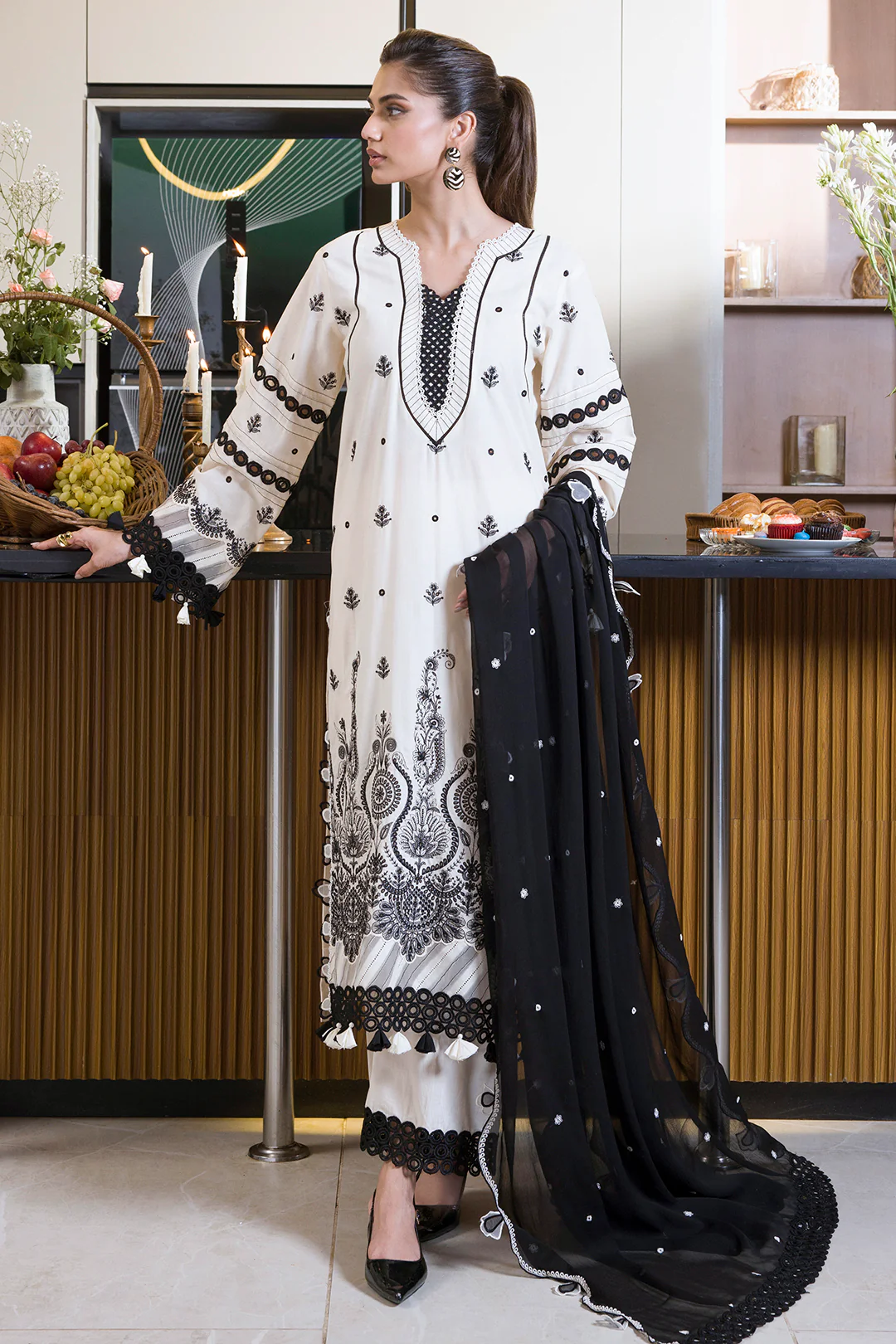 Embroidered Shirt Shalwar Dupatta - 0071 - Image 7