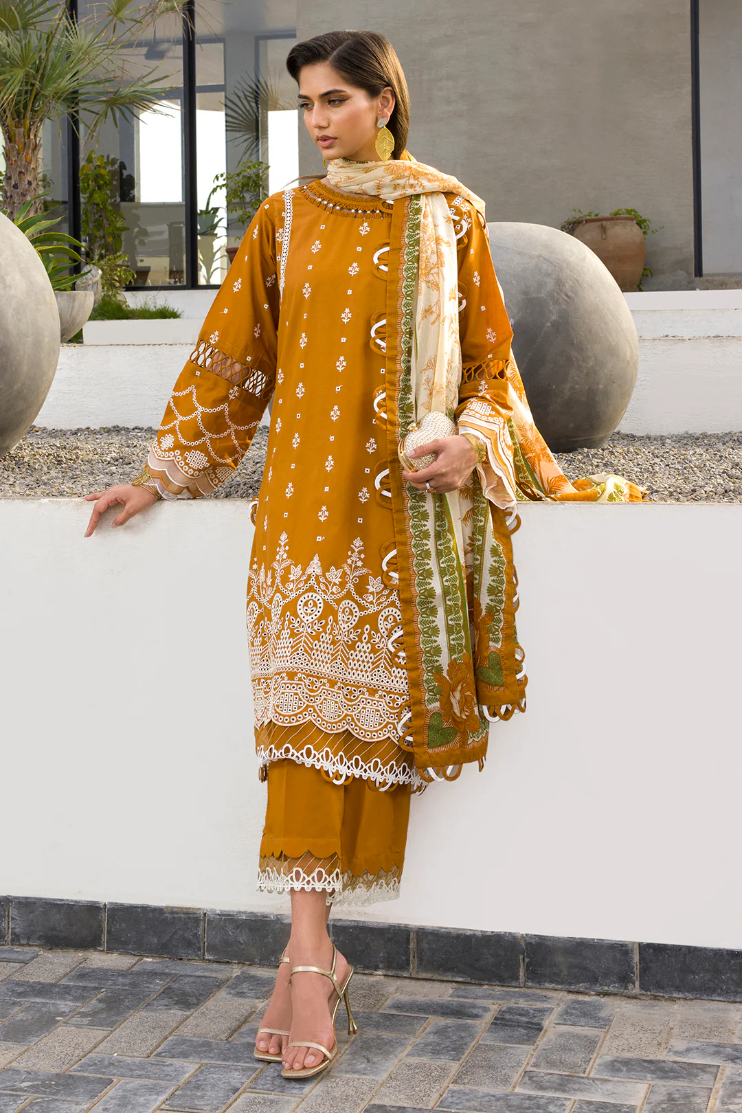 Embroidered Shirt Shalwar Dupatta - 0074 - Image 6