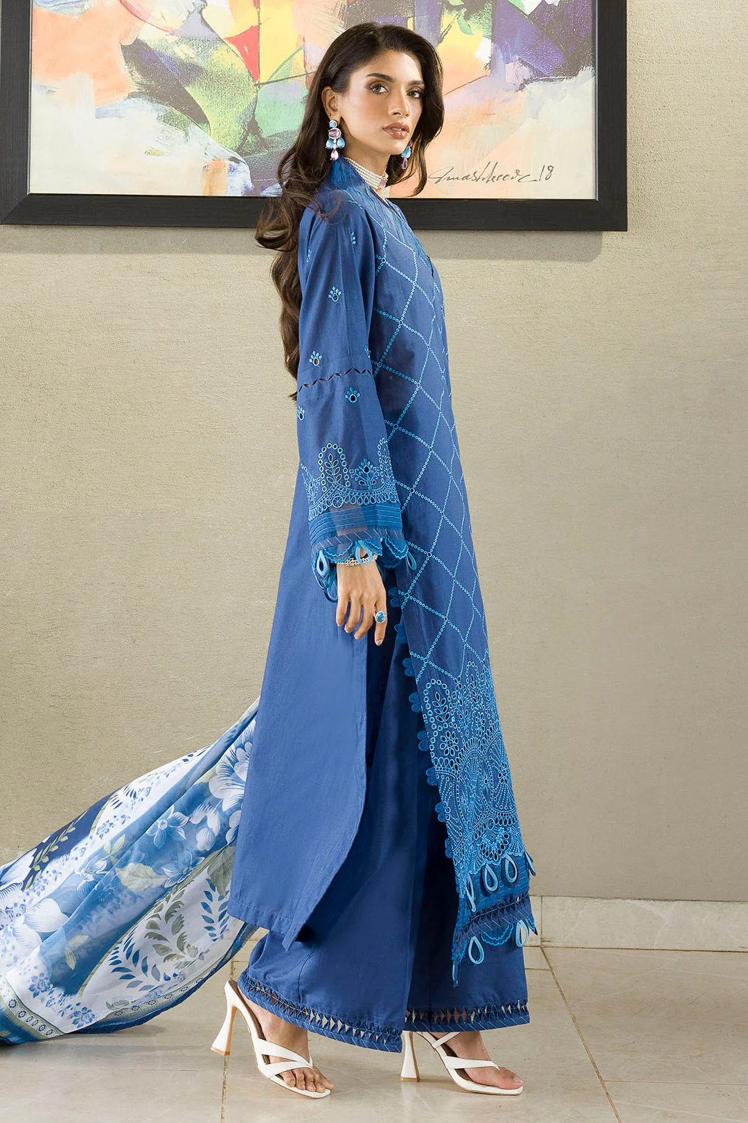 Embroidered Shirt Shalwar Dupatta - 0076 - Image 2