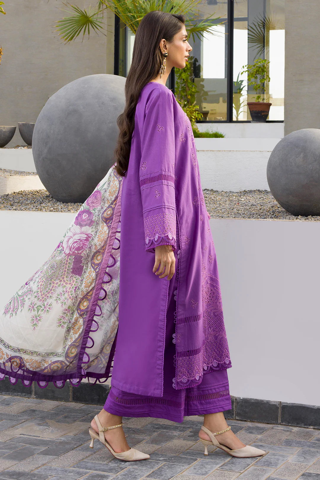 Embroidered Shirt Shalwar Dupatta - 0077 - Image 15