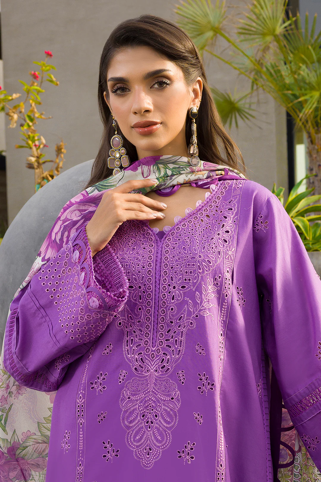 Embroidered Shirt Shalwar Dupatta - 0077 - Image 2