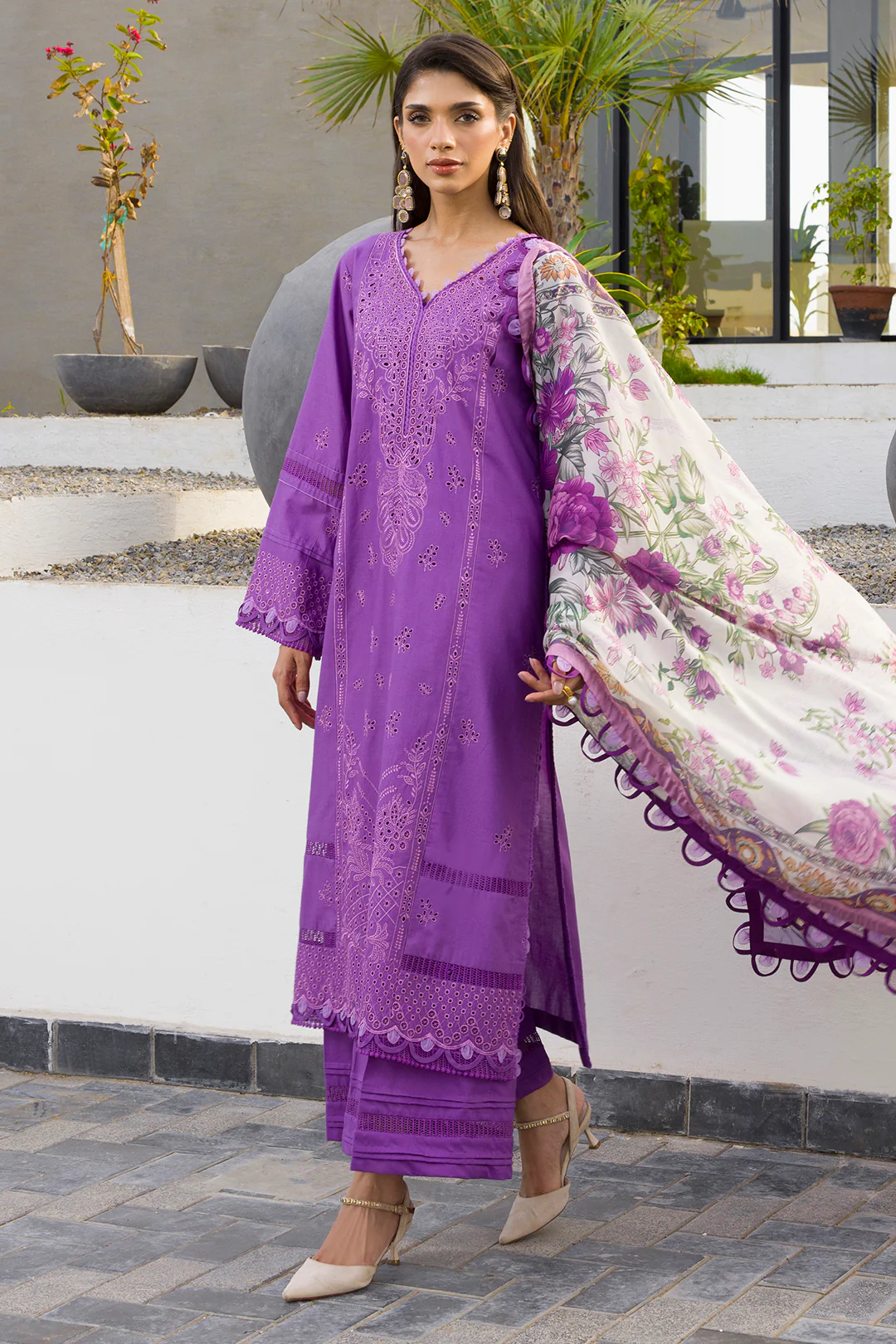 Embroidered Shirt Shalwar Dupatta - 0077 - Image 3