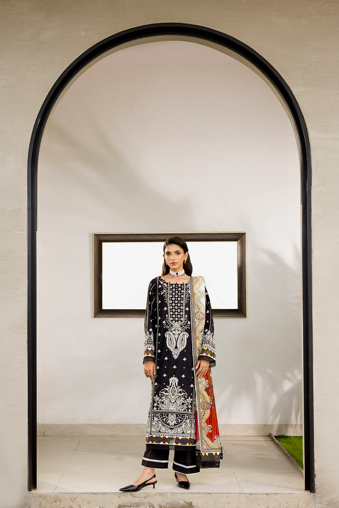 Embroidered Shirt Shalwar Dupatta - 0080 - Image 17