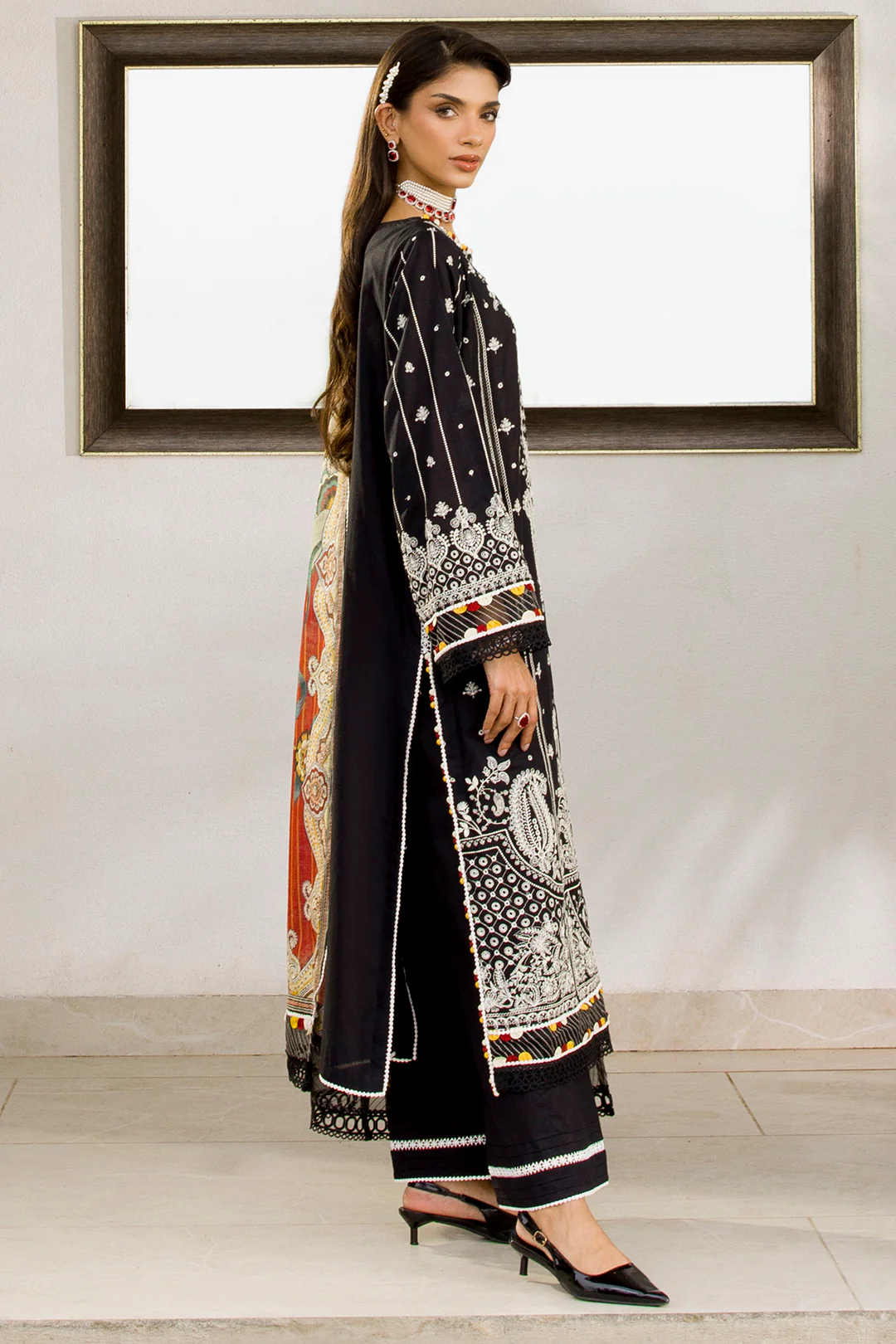Embroidered Shirt Shalwar Dupatta - 0080 - Image 21