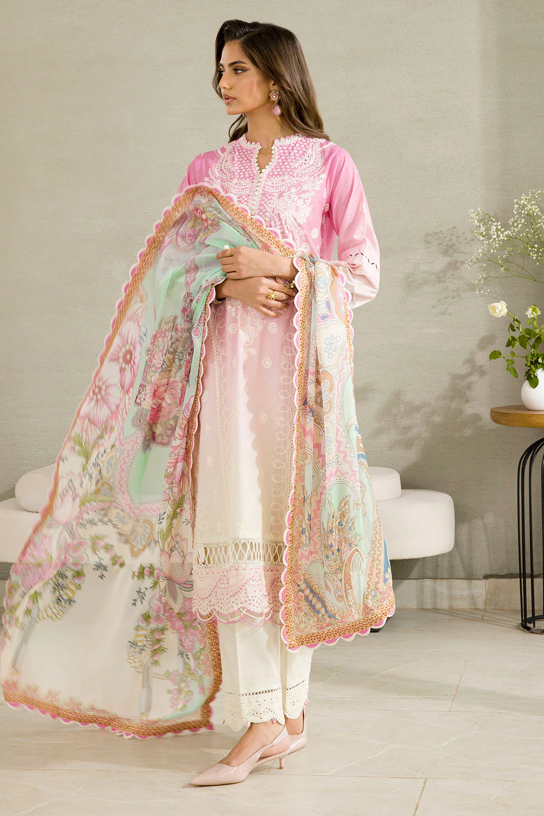 Embroidered Shirt Shalwar Dupatta - 0083 - Image 14