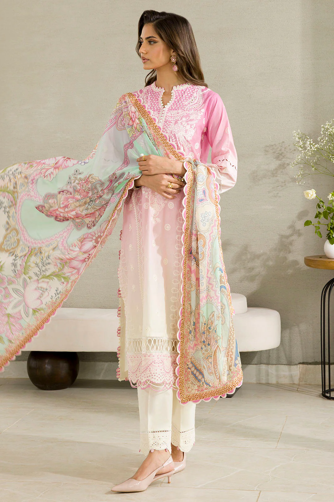 Embroidered Shirt Shalwar Dupatta - 0083 - Image 5